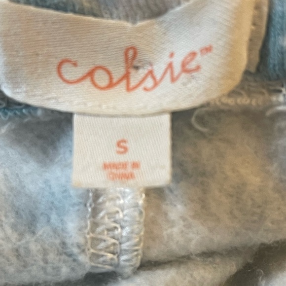 COLSIE Fleece Tie Dye Turquoise & White Pull On Lounge Jumpsuit. Size S - Picture 11 of 11